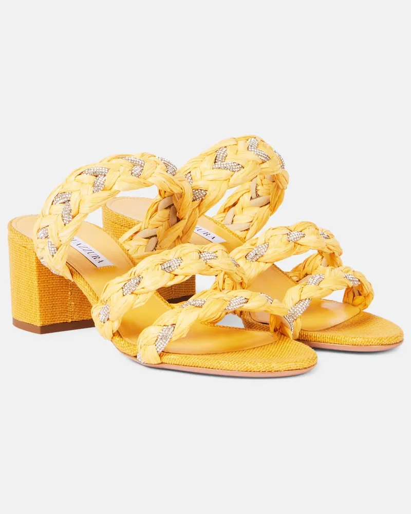 Aquazzura Sandali Costiera 50 in rafia Giallo