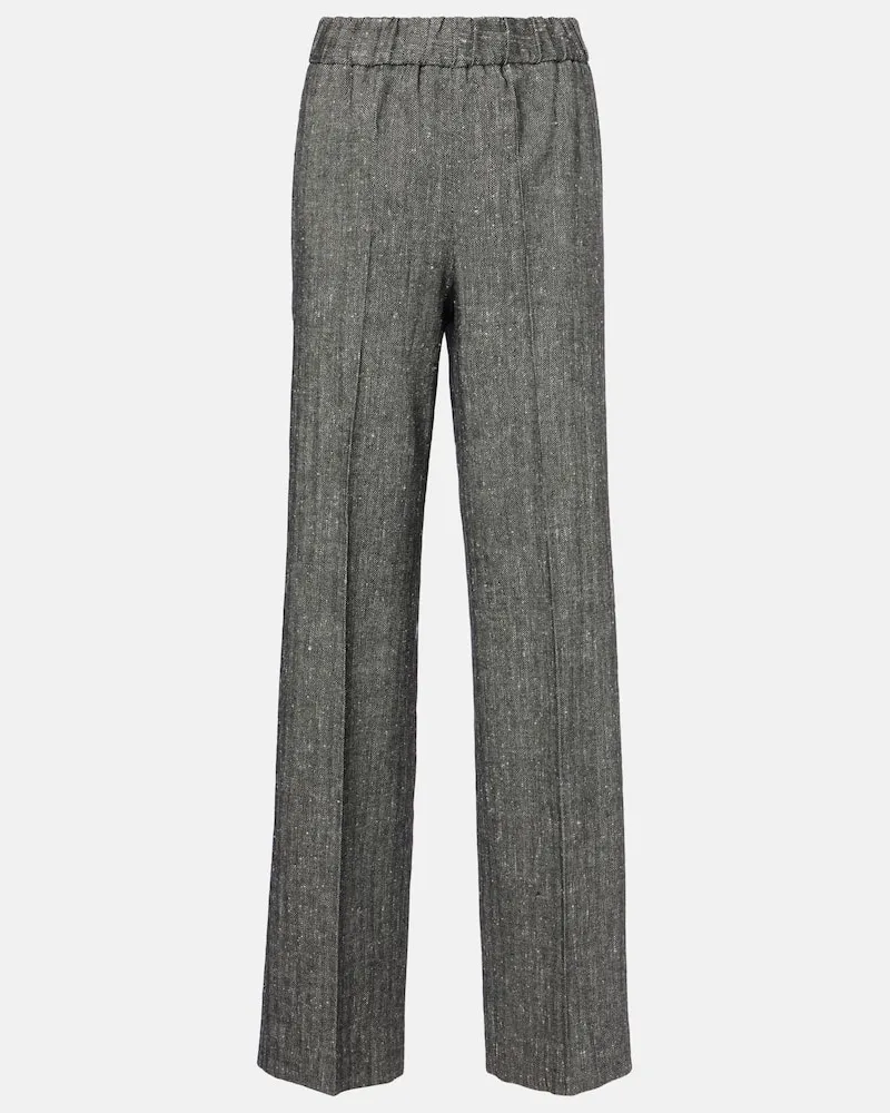 Dolce & Gabbana Pantaloni a gamba larga in misto lana Grigio