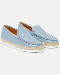 TOD'S Mocassini in pelle con rafia Blu