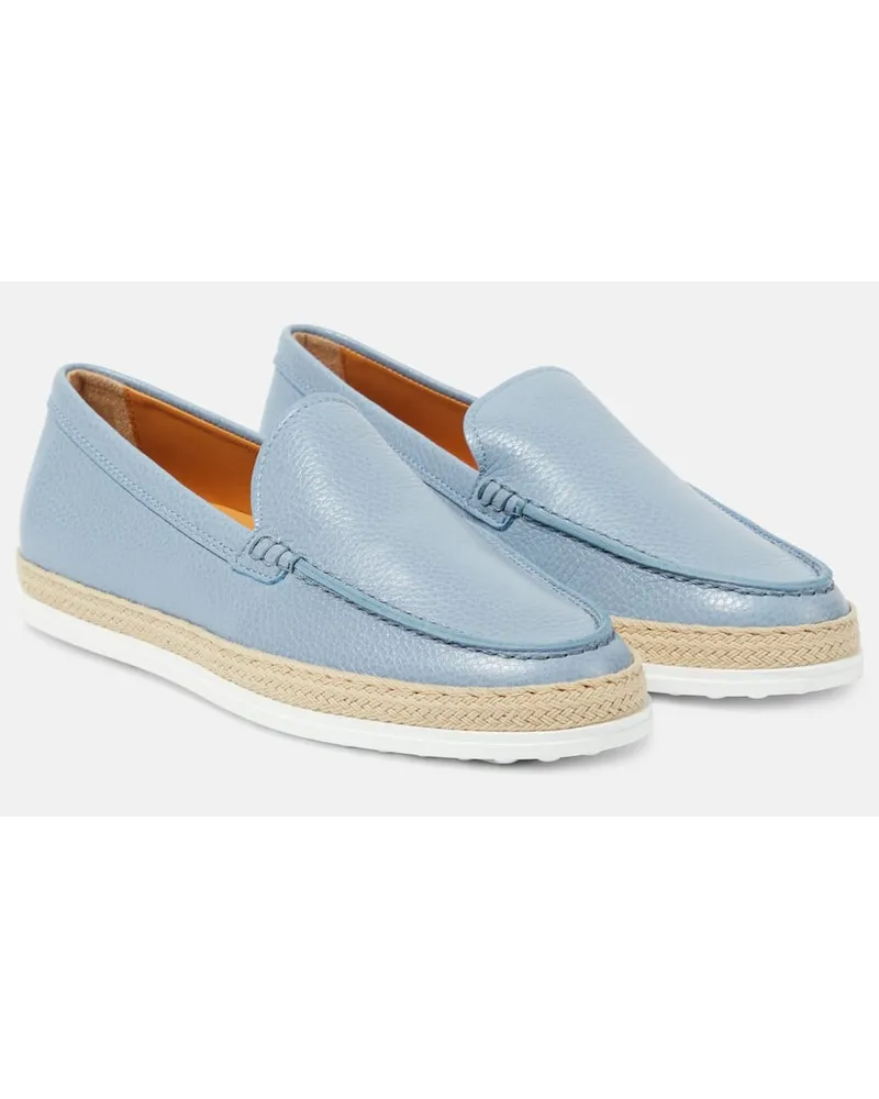 TOD'S Mocassini in pelle con rafia Blu