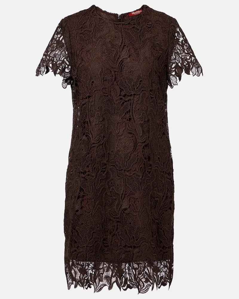 Max Mara Abito corto in pizzo di cotone Marrone
