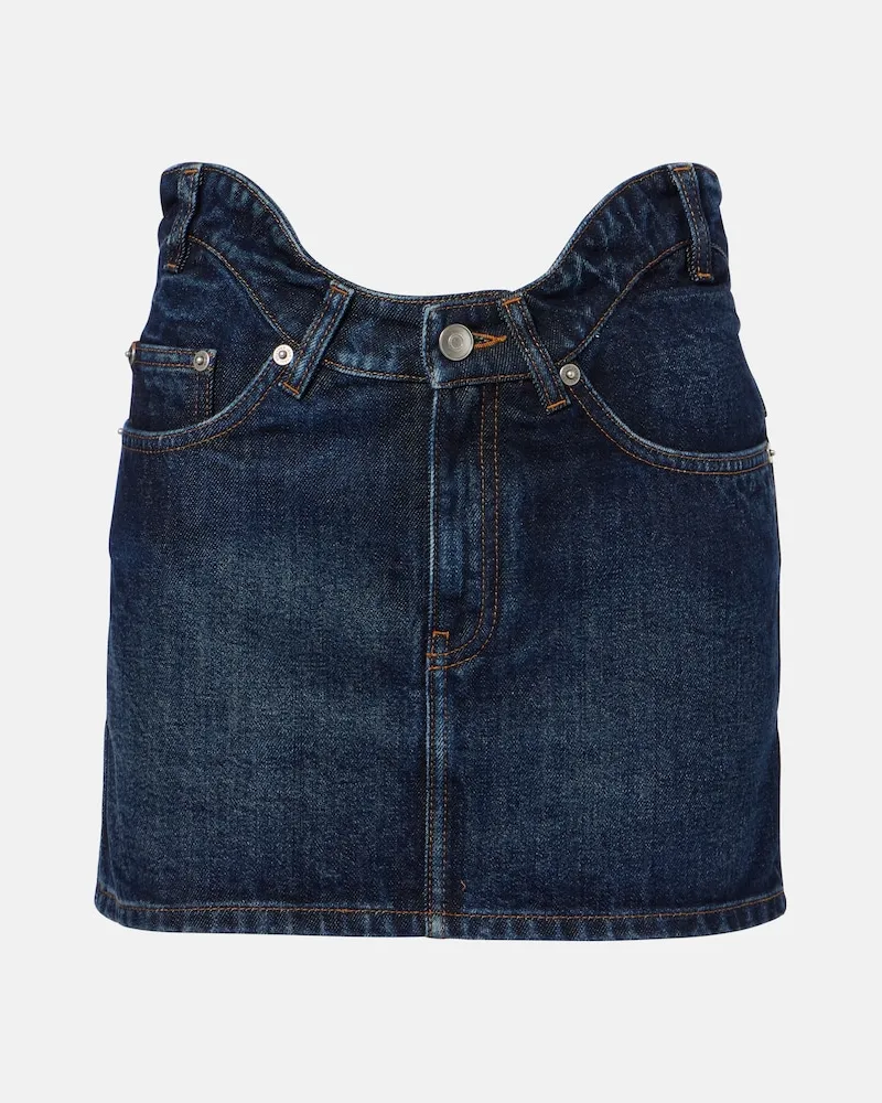 Jean Paul Gaultier Minigonna Curved in denim Blu