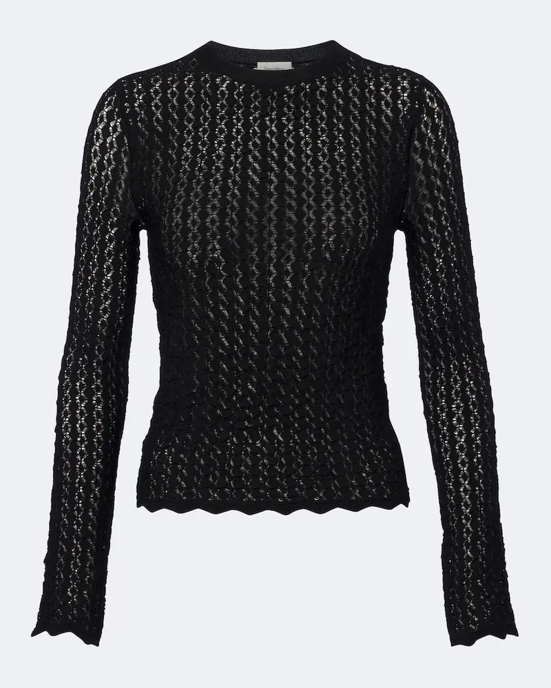 Saint Laurent Top in maglia pointelle Nero