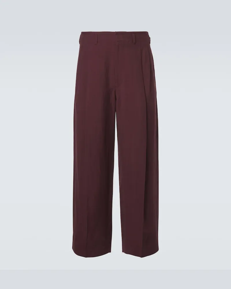 Christophe Lemaire Pantaloni a gamba larga in gabardine Borgogna
