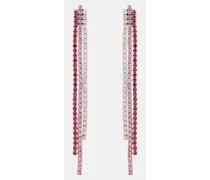 Orecchini Triple Thread in oro rosa 18kt con rubini, zaffiri e diamanti