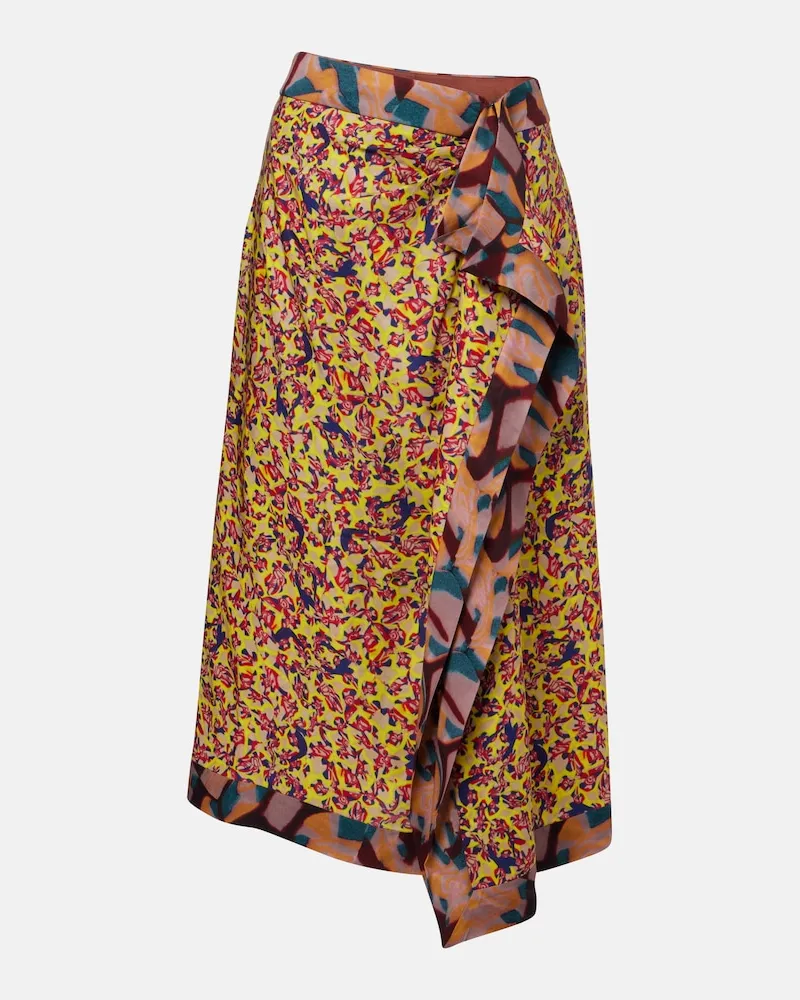Dries van Noten Gonna midi Sole con stampa Giallo