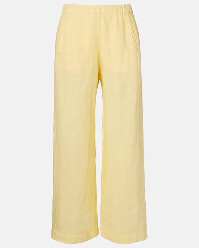 Velvet Pantaloni Lola a gamba larga in lino Giallo
