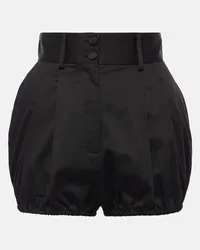 Dolce & Gabbana Shorts in gabardine di misto cotone a vita alta Nero