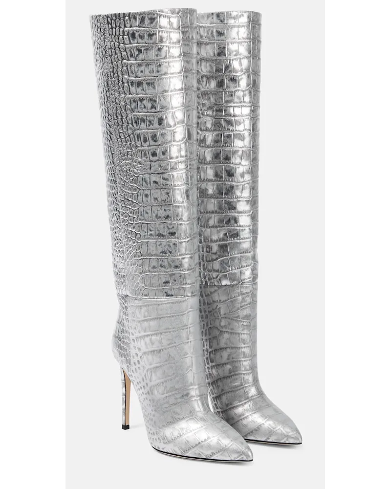 Paris Texas Stivale Stiletto in pelle stampata Argento