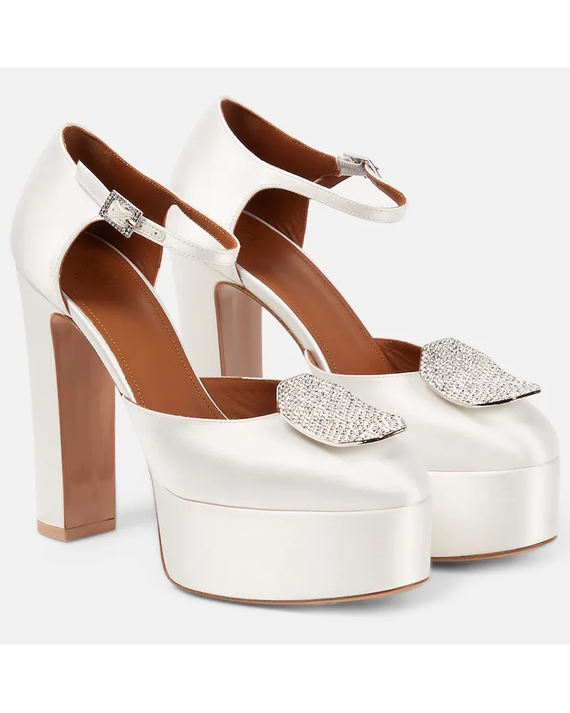 Malone Souliers Pumps Terra in raso con plateau e cristalli Bianco