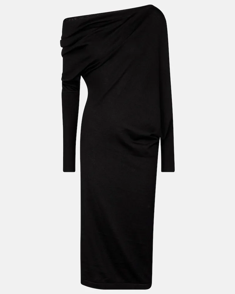 Tom Ford Abito midi in cashmere e seta Nero