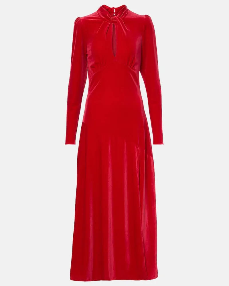 Ganni Abito midi in jersey di velluto Rosso