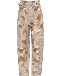 Isabel Marant Pantaloni Iona in cotone e lino Beige