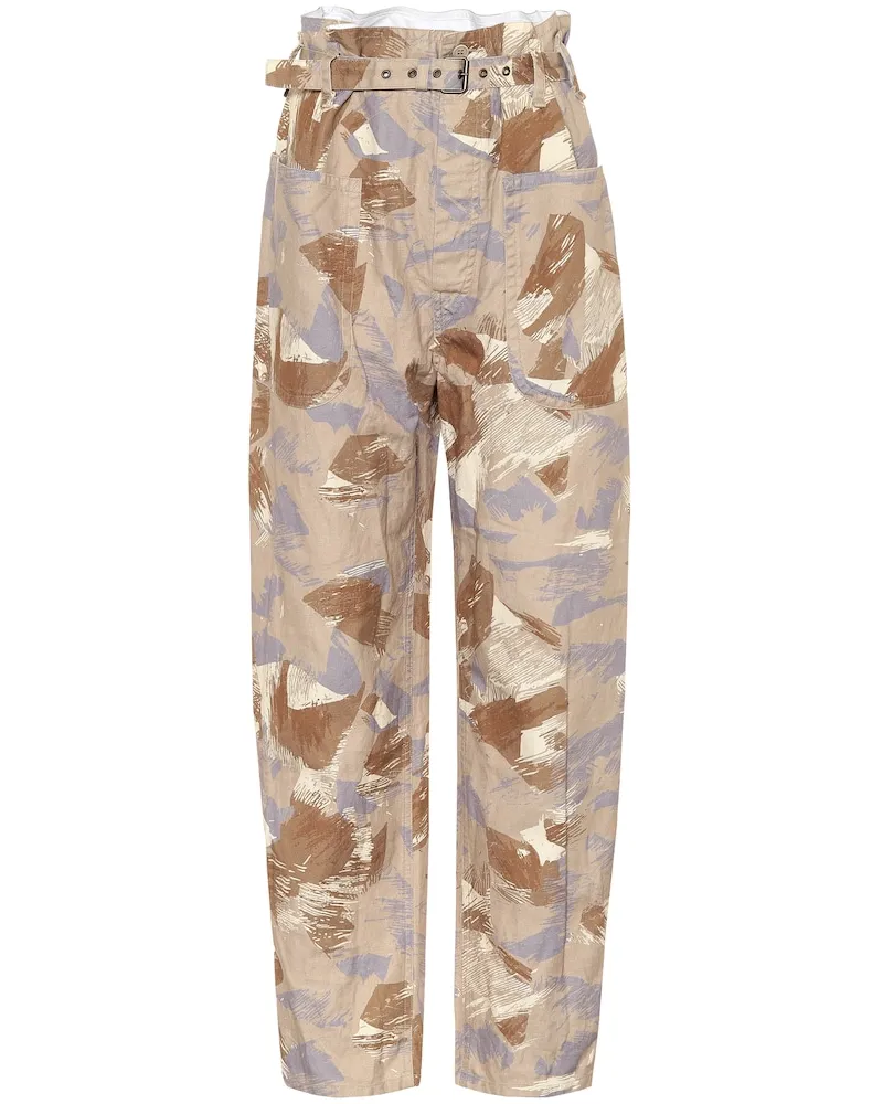 Isabel Marant Pantaloni Iona in cotone e lino Beige