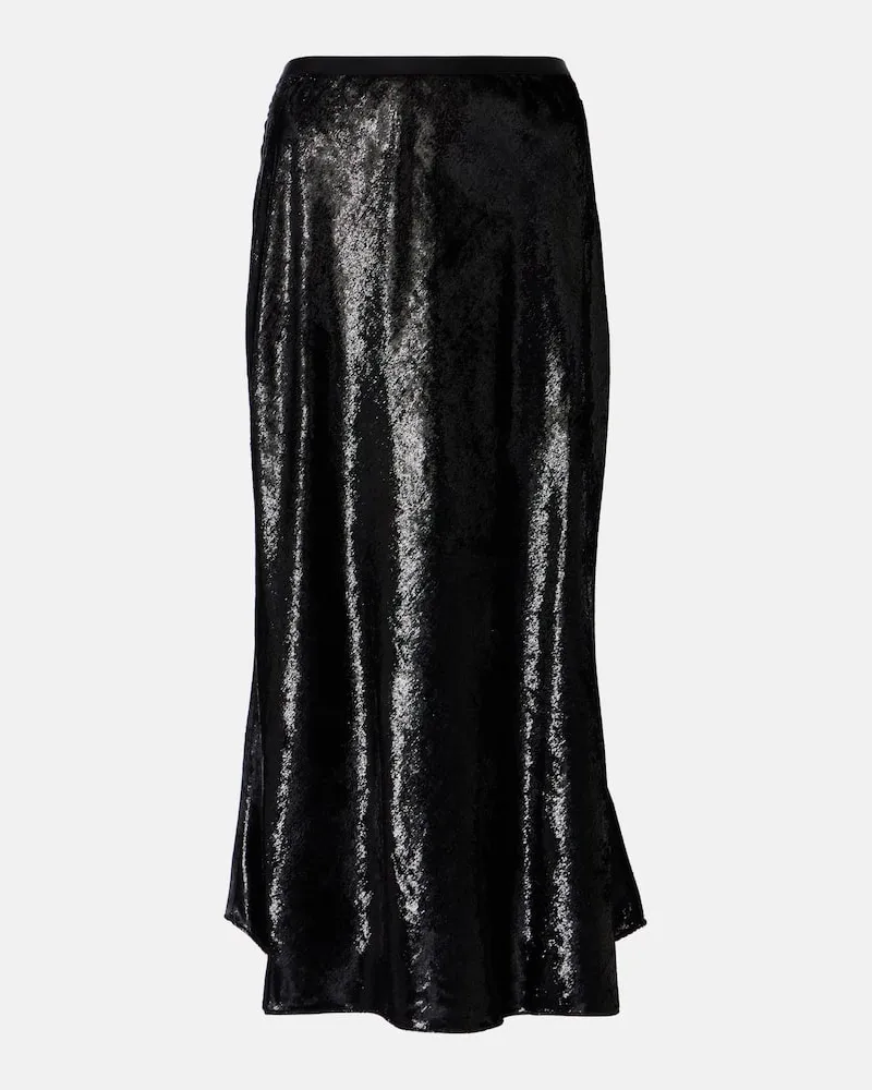 Ralph Lauren Gonna midi in raso lamÃ Nero