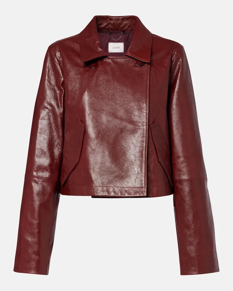 Dorothee Schumacher Giacca cropped Broken Shine in pelle Borgogna