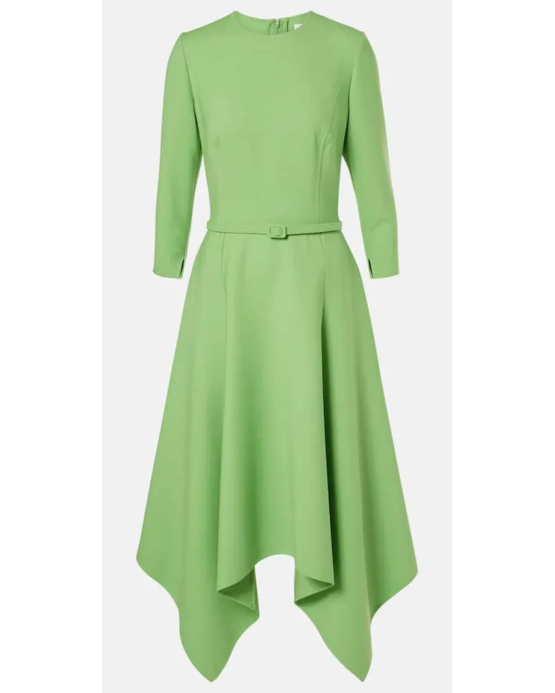 Oscar de la Renta Abito midi asimmetrico in misto lana Verde