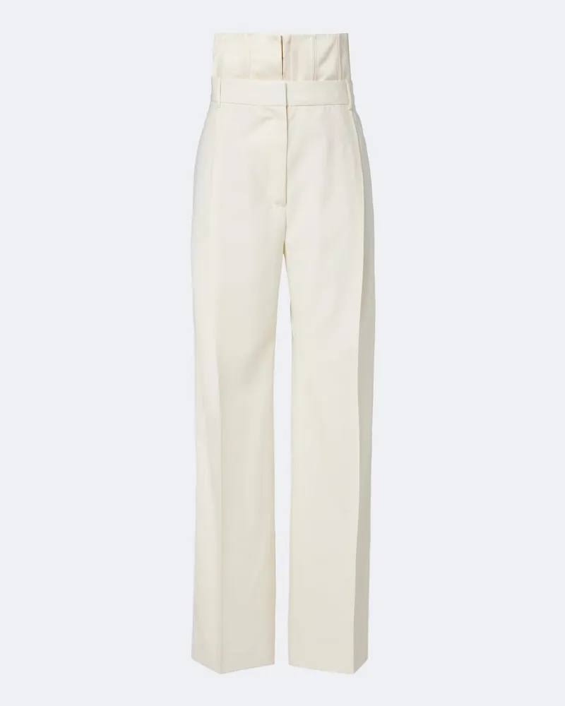 Róhe Róhe Pantaloni a gamba larga e vita alta in lana Bianco