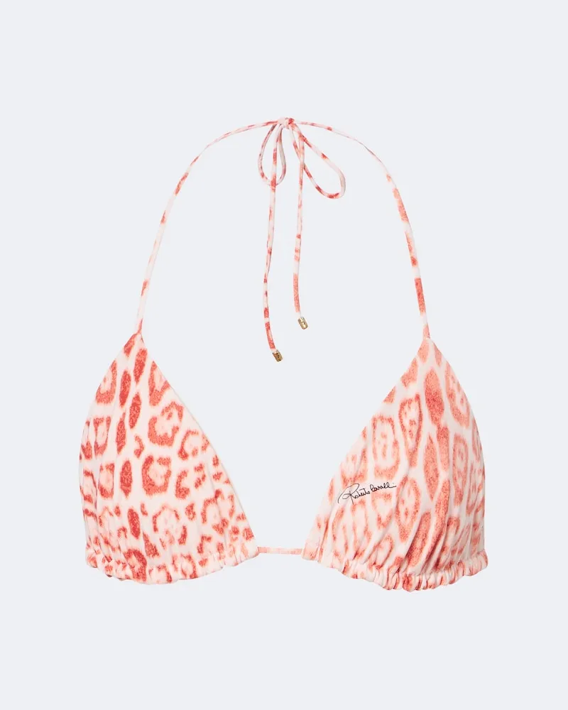 Roberto Cavalli Top bikini a triangolo con stampa leopardata Rosa