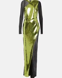 Tom Ford Abito lungo Liquid in tulle con paillettes Verde