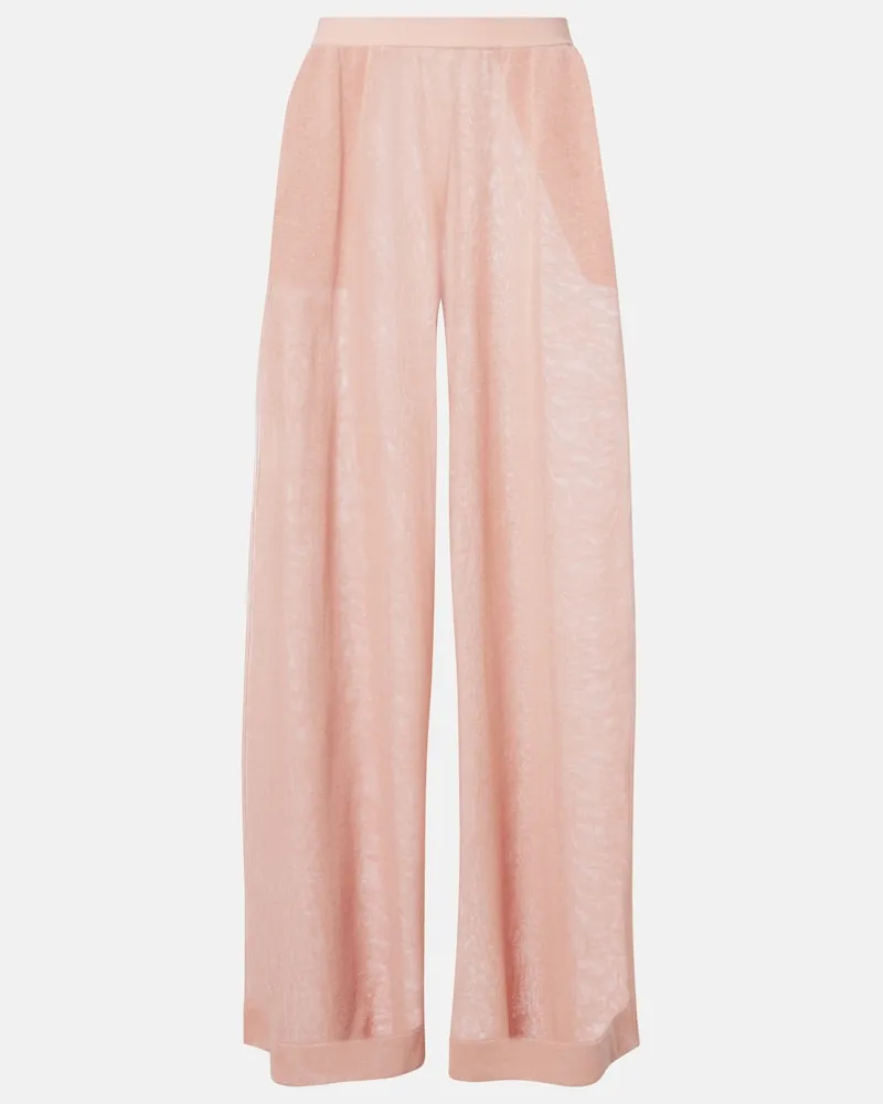 Alaïa Alaïa Pantaloni a gamba larga in lino e seta Rosa