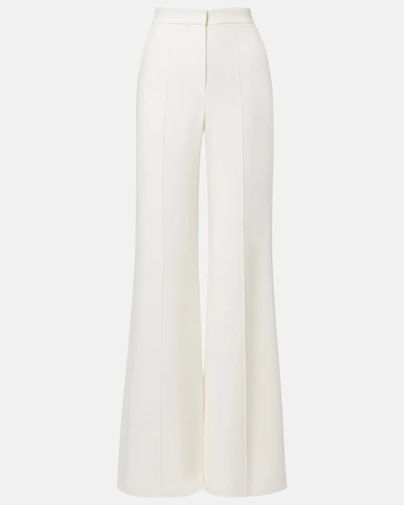 Elie Saab Pantaloni a gamba larga e vita alta in cady Bianco