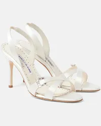 Manolo Blahnik Sandali slingback Ramisli in raso Grigio