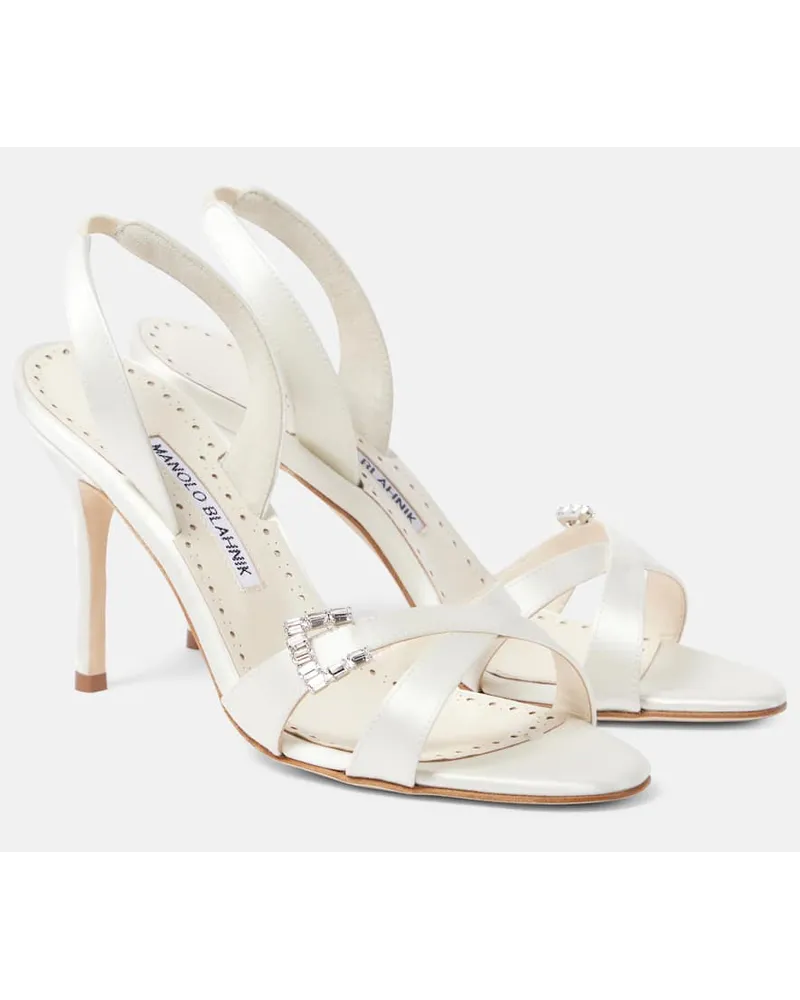 Manolo Blahnik Sandali slingback Ramisli in raso Grigio
