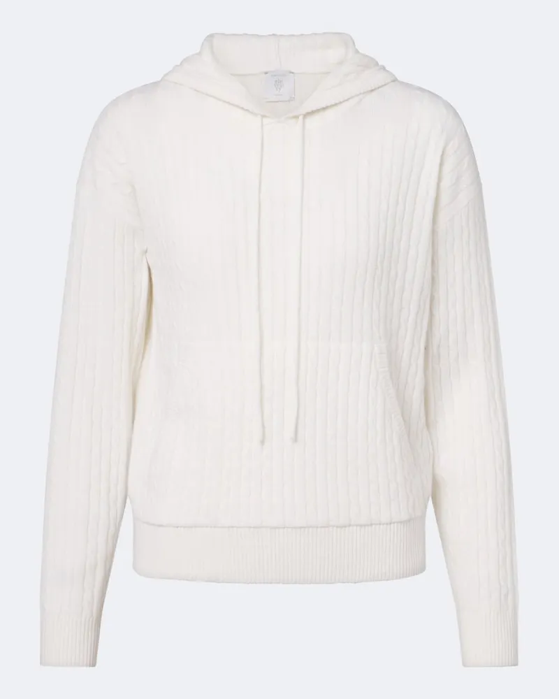 Eleventy Felpa con cappuccio in cashmere a trecce Bianco