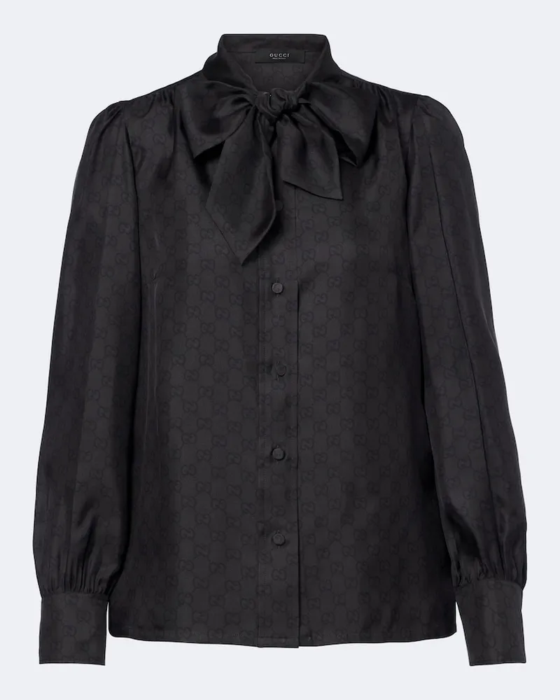 Gucci Blusa GG in twill di seta Nero