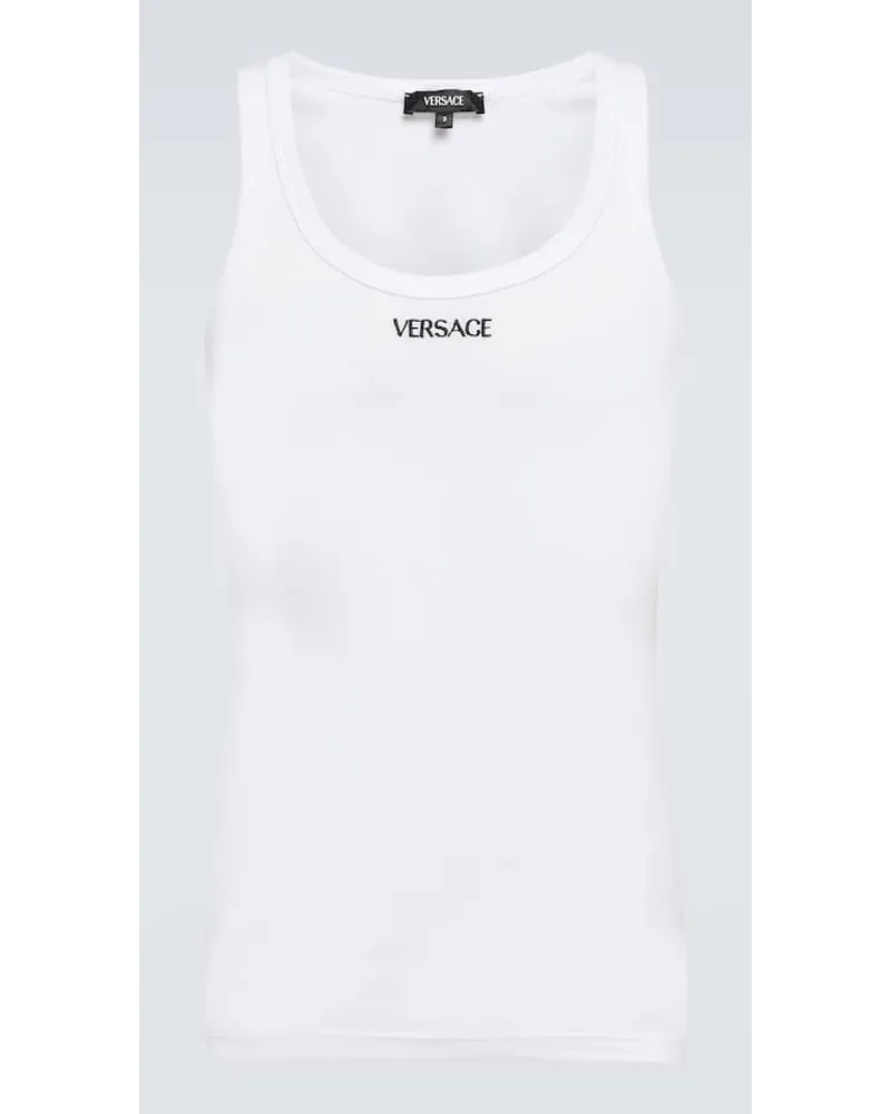 Versace Tank top in misto cotone con logo Bianco