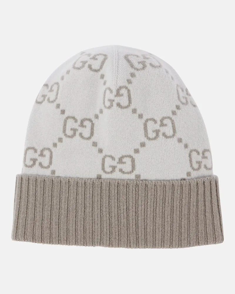 Gucci Berretto in jacquard GG di cashmere Grigio
