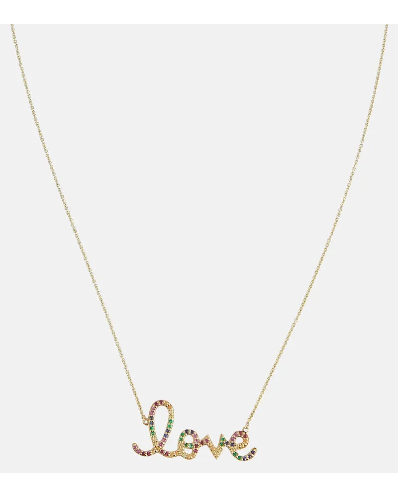 Sydney Evan Collana Love in oro 14kt con zaffiri Multicolore
