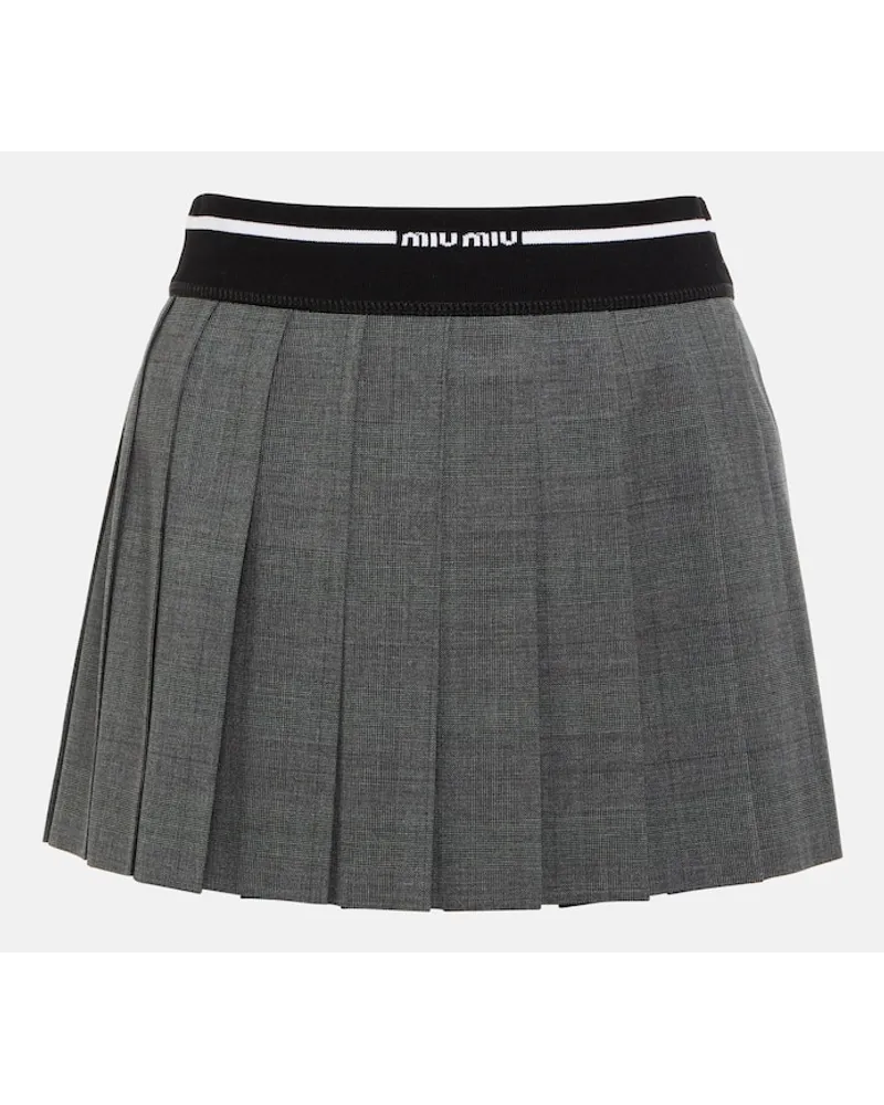 Miu Miu Minigonna in lana vergine a pieghe Grigio