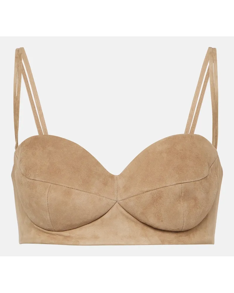 Magda Butrym Top bralette in suede Marrone