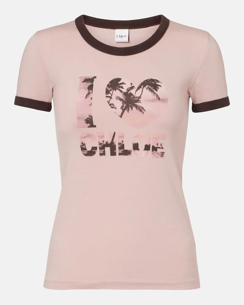 Chloé Chloé T-shirt in cotone con stampa Rosa