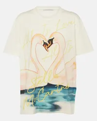 Stella McCartney T-shirt in jersey di cotone con stampa Bianco