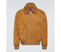 Bomber in suede con shearling
