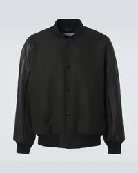 Acne Studios Bomber in twill con pelle Grigio