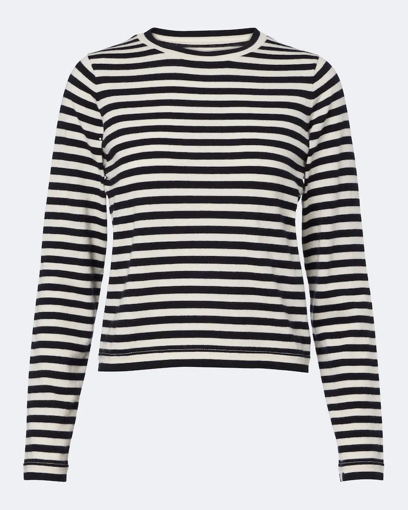 extreme cashmere Top N°451 Lisa in cotone e cashmere a righe Blu