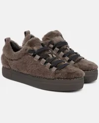 Brunello Cucinelli Sneakers in shearling con decorazioni Marrone