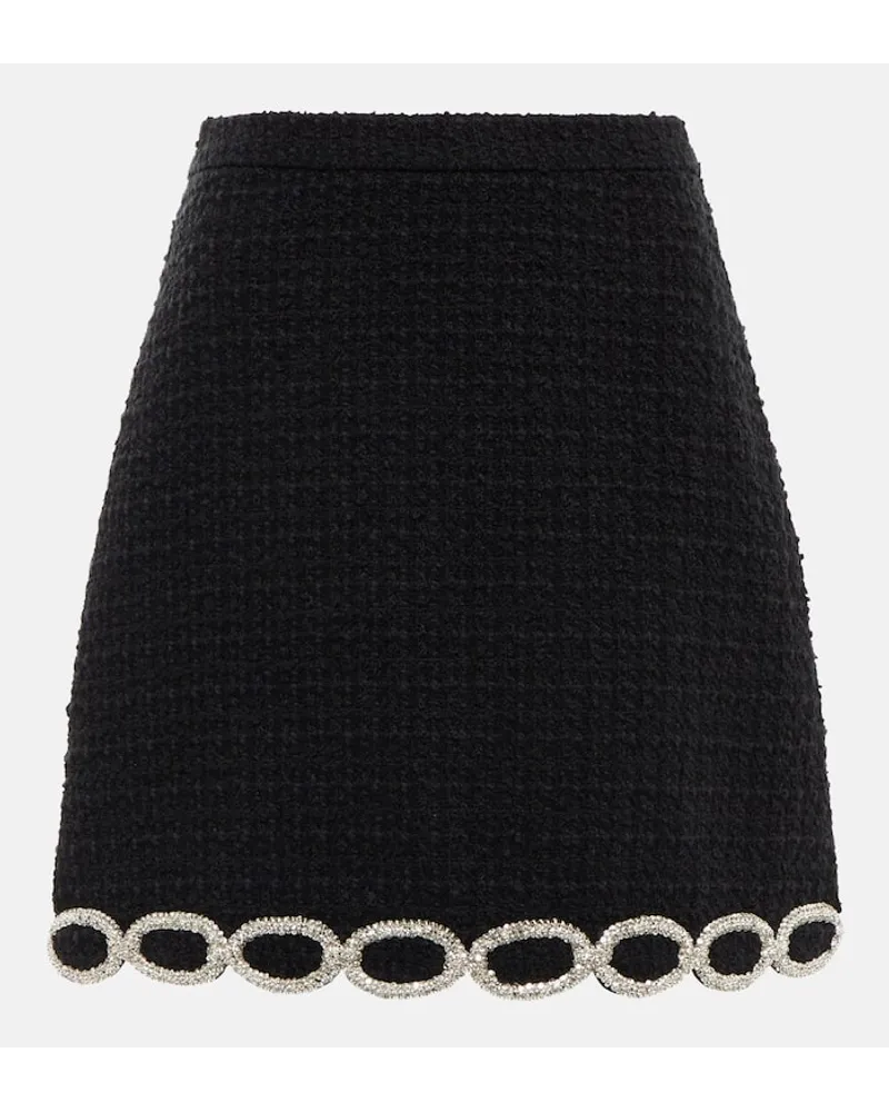 Valentino Garavani Minigonna in tweed con cristalli Nero