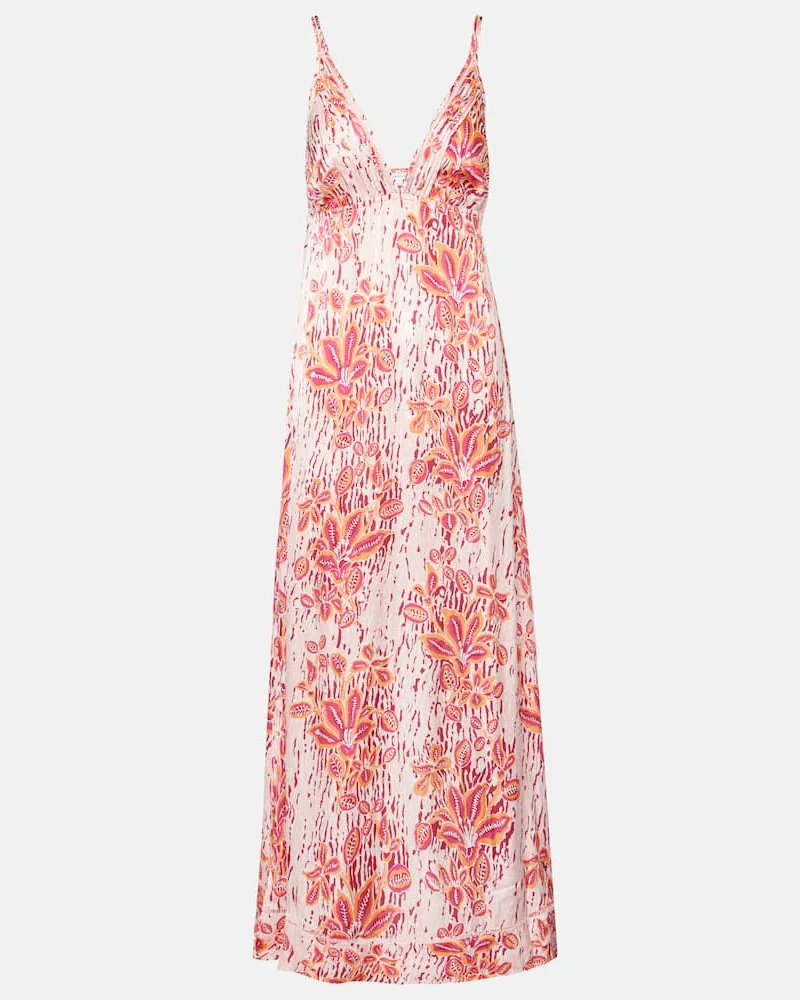 Poupette St Barth Abito lungo Cassandra con stampa Rosa