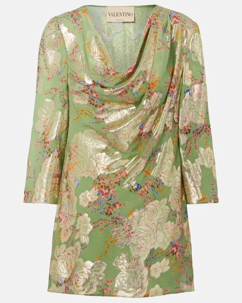 Valentino Garavani Blusa in misto seta fil coupÃ© con lamÃ Verde
