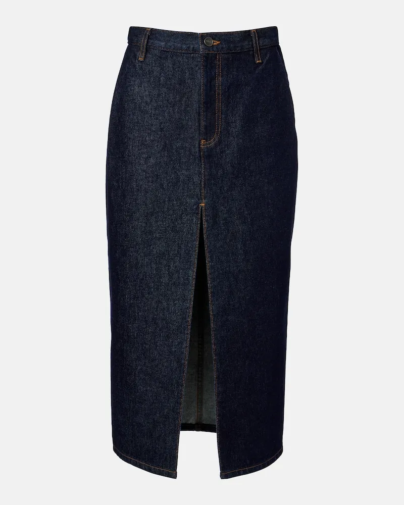 KHAITE Gonna midi di jeans Anden Blu