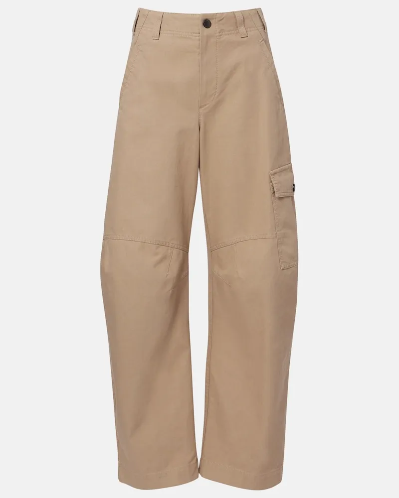 Brunello Cucinelli Pantaloni barrel in canvas di cotone Beige