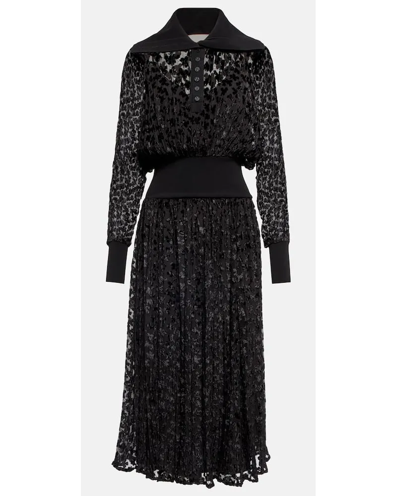 Tory Burch Abito midi in velluto devorÃ Nero