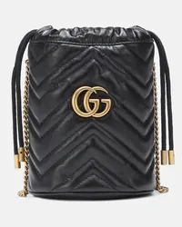 Gucci Secchiello GG Marmont Mini in pelle Nero