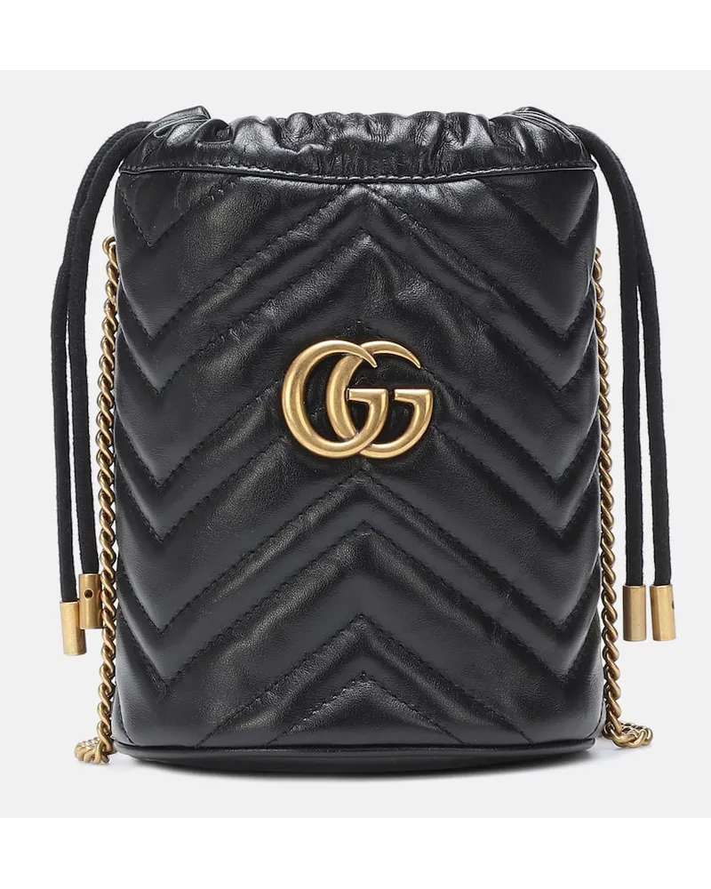 Gucci Secchiello GG Marmont Mini in pelle Nero