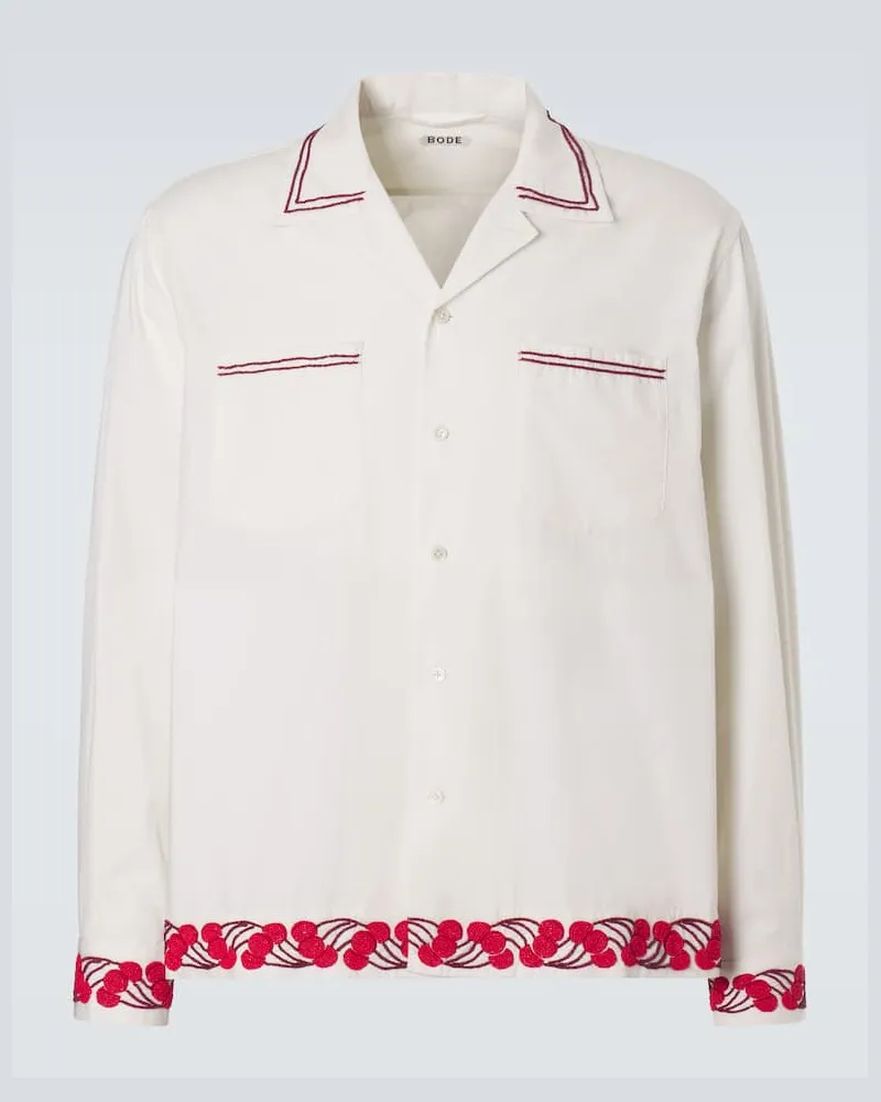 BODE Camicia Cherry Lane in popeline di cotone Bianco
